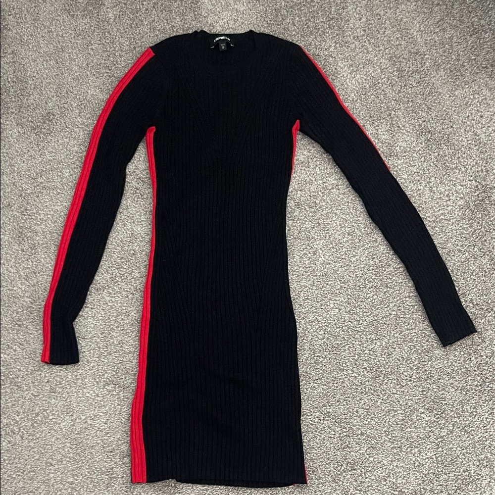 Express Black Dress with Red Accents